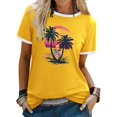 thumbnail image 6 of Tops For Women T-Shirts Color Block Graphic Short Sleeve Beach Summer Fall Outfits Fashion Clothes 2025, 6 of 8