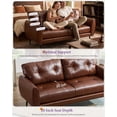 thumbnail image 2 of LAZZO 61“ Faux Leather Loveseat Sofa, Tufted Mid-Century Modern 2-Seater Couch for Living Room, Office or Bedroom, Brown, 2 of 8
