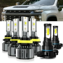 LECCIBUB LED Headlight Bulbs Compatible With Chevrolet Silverado 2500 HD Classic 2007-2014 & 2017-2020,9005 High Beam H11 Low Beam 5202 LED Fog Light Bulb,6500K White,Plug and Play,Pack of 6