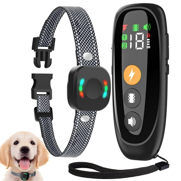 Dog training collar, 2800FT, 8-120 pounds, electric shock collar with remote control, electric collar with 4 training modes: beep, vibration, shock, rechargeable, waterproof