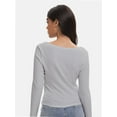 thumbnail image 6 of Women's Scoop Neck Long Sleeve Slim Fitted Casual Basic Crop Top, 6 of 6