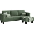 thumbnail image 7 of XH L-Shaped Convertible Sectional Sofa 3 Seater with Corduroy Fabric, Complete with Mobile Footrest, for Living Room, Apartment and Office, 70", Green, 7 of 7