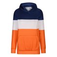 thumbnail image 4 of Zedker Casual Color Block Splicing Long Sleeve Hooded Sweatshirts for Women,Comfy Loose Leopard Print Fall Hoodies with Kangaroo Pocket,Orange,M, 4 of 7