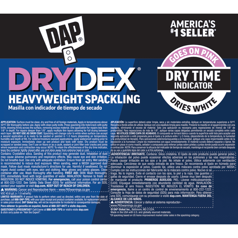 DAP DryDex Spackling Patch Kit, 8 oz, Pink to White photo 8