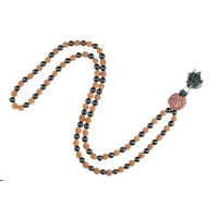 Mogul Meditation Healing Stone Japa Mala Rudraksha, Black Agate Mala Beads Prayer Beads