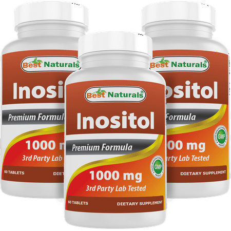 3 Pack Best Naturals Inositol 1000 mg 60 Tablets
