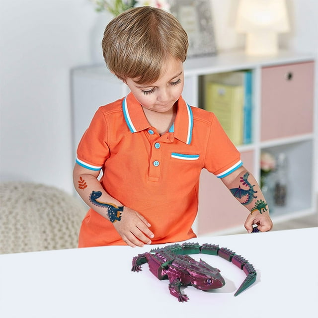 5 Inch 3D Printed Articulated Animal Toys Movable Joints Dinosaur Elephant Models Educational Learning Desk Classroom Playroom Crafts