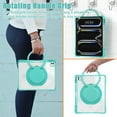 thumbnail image 4 of for iPad Air 11" 2025/2024 Case with Stand & Portable Handle, Protective Clear Shockproof Dropproof Rugged Shoulder Strap Kids Friendly Cover for iPad Pro 11" 2022/2021/2020/2018, Lightgreen, 4 of 15
