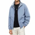 thumbnail image 4 of FRSASU Men's Reversible Zip Up Jacket Plaid Lined Stand Collar Lightweight Windbreaker Casual Bomber Coat with Pockets for Daily Travel Navy, 4 of 5