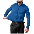 thumbnail image 2 of XDZJLR Mens Shirts Dress Solid Long Sleeve Stretch formal Business Button Down Tops, 2 of 4