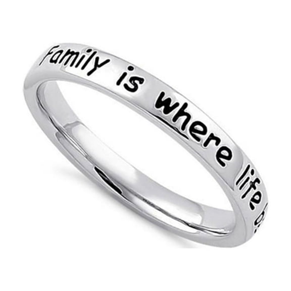 925 Silver Platinum Plated Family Is Where Life Begins Love Never Ends Women Valentines Day Gifts Ring