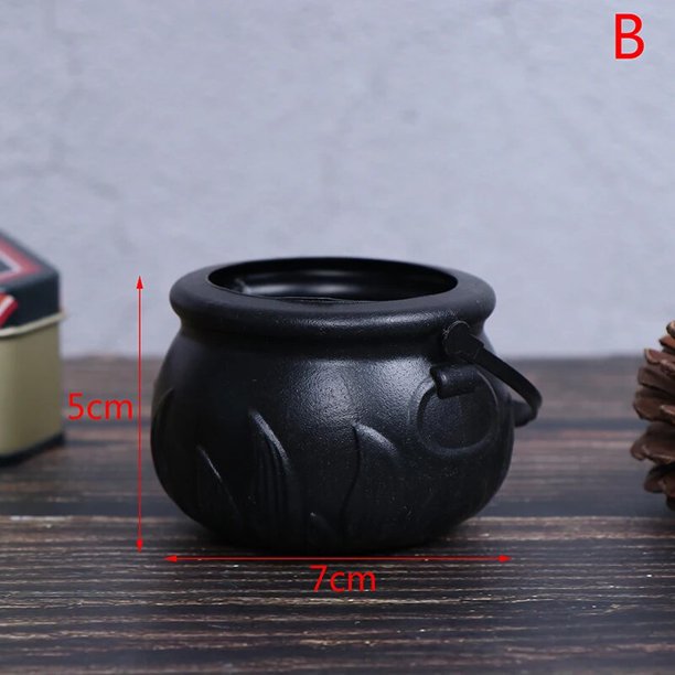 Halloween Candy Pot Halloween Cauldron novedad Halloween cubo ornamento calavera bruja juguete