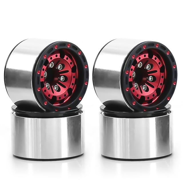 4pcs Red Aluminum Alloy Remote Control Car Wheel Rims - 28mm Outer Diameter, 18mm Width - Compatible with 1/18 and 1/24 Scale RC Vehicles - Durable Tire Support Components