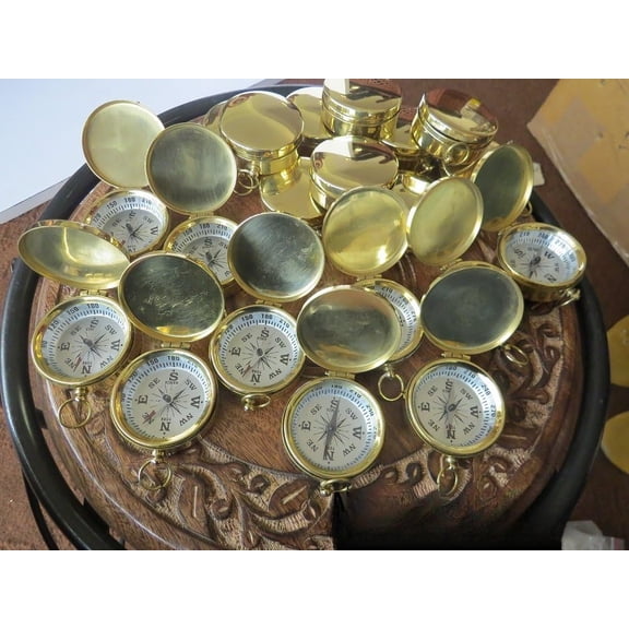 Wholesale Lot of 100 Miniature Beautiful Shiny Brass Pocket Compass Nautical Gift Item