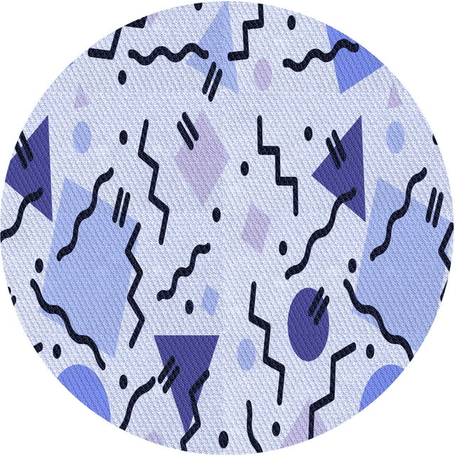 Ahgly Company Tapis Rond Lavable en Machine Intérieur Transitionnel Bleu Céleste, 4 Pieds Rond