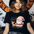 thumbnail image 3 of Merry Christmas T-Shirt | Cute Santa & Reindeer Holiday Graphic Tee, White, Size S, 3 of 6