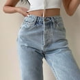 thumbnail image 5 of Fjofpr Clothing Wide Leg Jeans Women Long Hole Jeans for Women Fashion Women Long Pants Casual Distressed Pants Mid Waist Trousers, 5 of 8