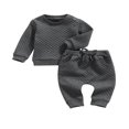 thumbnail image 2 of PENGXIANG Kids Tracksuit Solid Color Thick Long Sleeve Pullover + Casual Pants Set, 2 of 6
