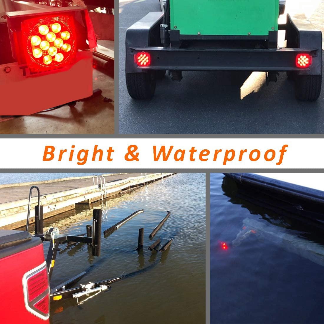 CZC AUTO LED Submersible Trailer Light Kit Dot Certified fits Boat for Under 80 Inch Trailer 12V