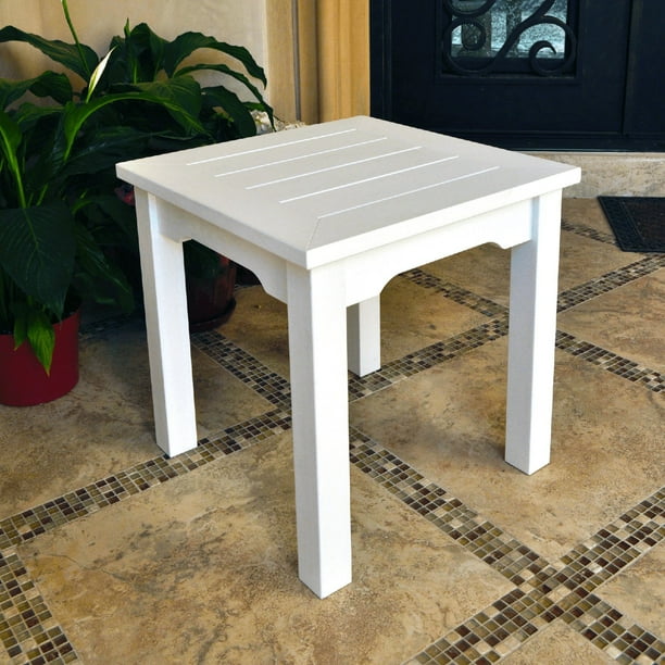Shine Company Square Plastic End Table White