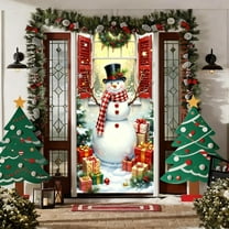Sahpxhe Christmas Front Door Cover with Snowman Pattern, Delicate Christmas Door Cover for Christmas Decorations 70.87×35.43Inch Multicolor