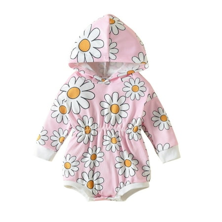 

Qufokar Kinbaby Hoodie Romper Girls Boys Floral Prints Outfits Long Sleeves Hooded Sweatshirt Romper Cute Clothes