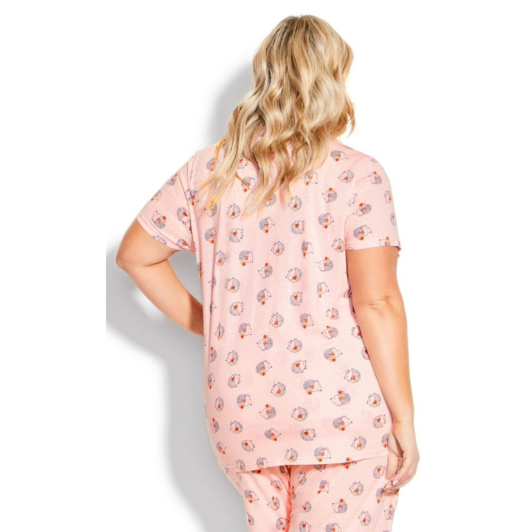 Avenue Women s Plus Size Hedgehog Button Relaxed Fit Sleep Top