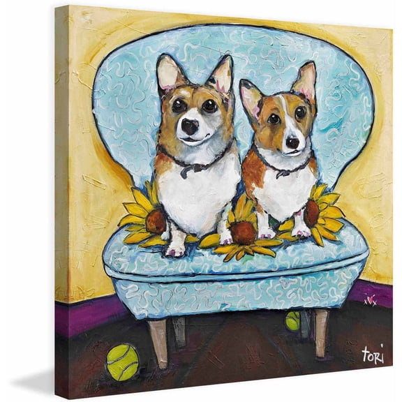 Marmont Hill "Corgi's In Chai" by Tori Campisi Painting Print on Canvas