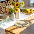 thumbnail image 4 of Sunflowers Round 13 Inch Placemats Set of 6, Spring Summer Bees Floral Yellow Plaid HeatResistant Non Slip Place Mats for Dining Table, Wipeable Braided Kitchen Table Mats for Housewarming, 4 of 9