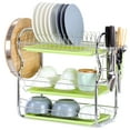 thumbnail image 1 of Mistaha Dish Drying Rack 3 Tier Dish Rack Steel with Removable Drain Board Storage Rack, 1 of 8