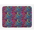thumbnail image 1 of Animal Bath Mat, Hand Drawn Style Pattern with Snakes Swirled Tangled Bodies Exotic Reptiles, Non-Slip Plush Mat Bathroom Kitchen Laundry Room Decor, 29.5 X 17.5 Inches, Plum Blue Yellow, Ambesonne, 1 of 2