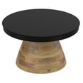 thumbnail image 3 of Modern Metal & Solid Wood Round Coffee Table - Black & Walnut, 3 of 7