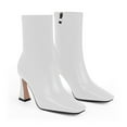 thumbnail image 5 of YOWMNS Women's Closed Square Toe Stiletto High Heel Fall Ankle Boots with Side Zipper Elegantes Fashion Dress booties(White, 9), 5 of 5