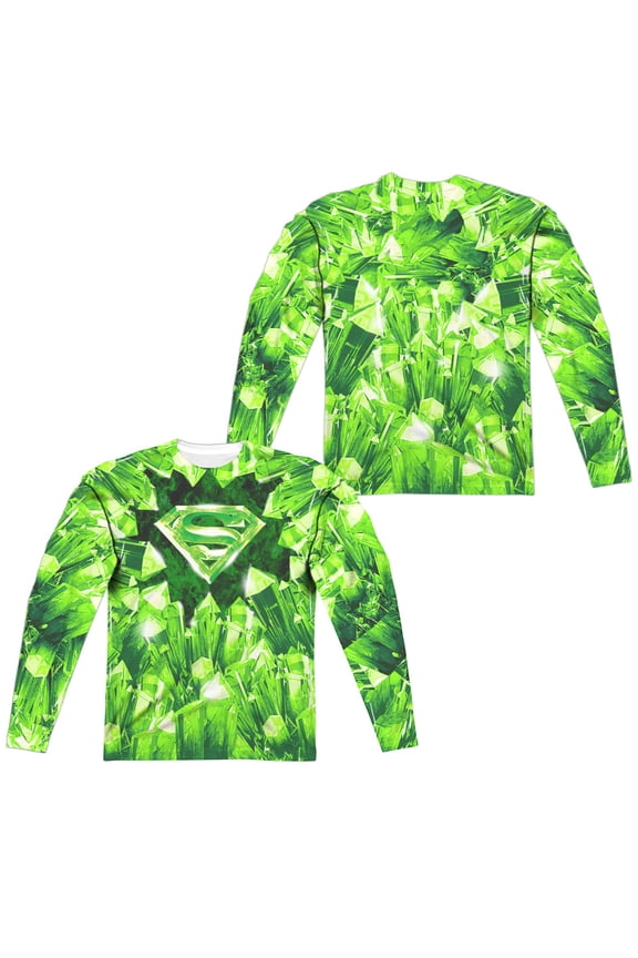 Superman - Kryptonite Shield (Front/Back Print) - Regular Fit Long Sleeve Shirt - XXX-Large