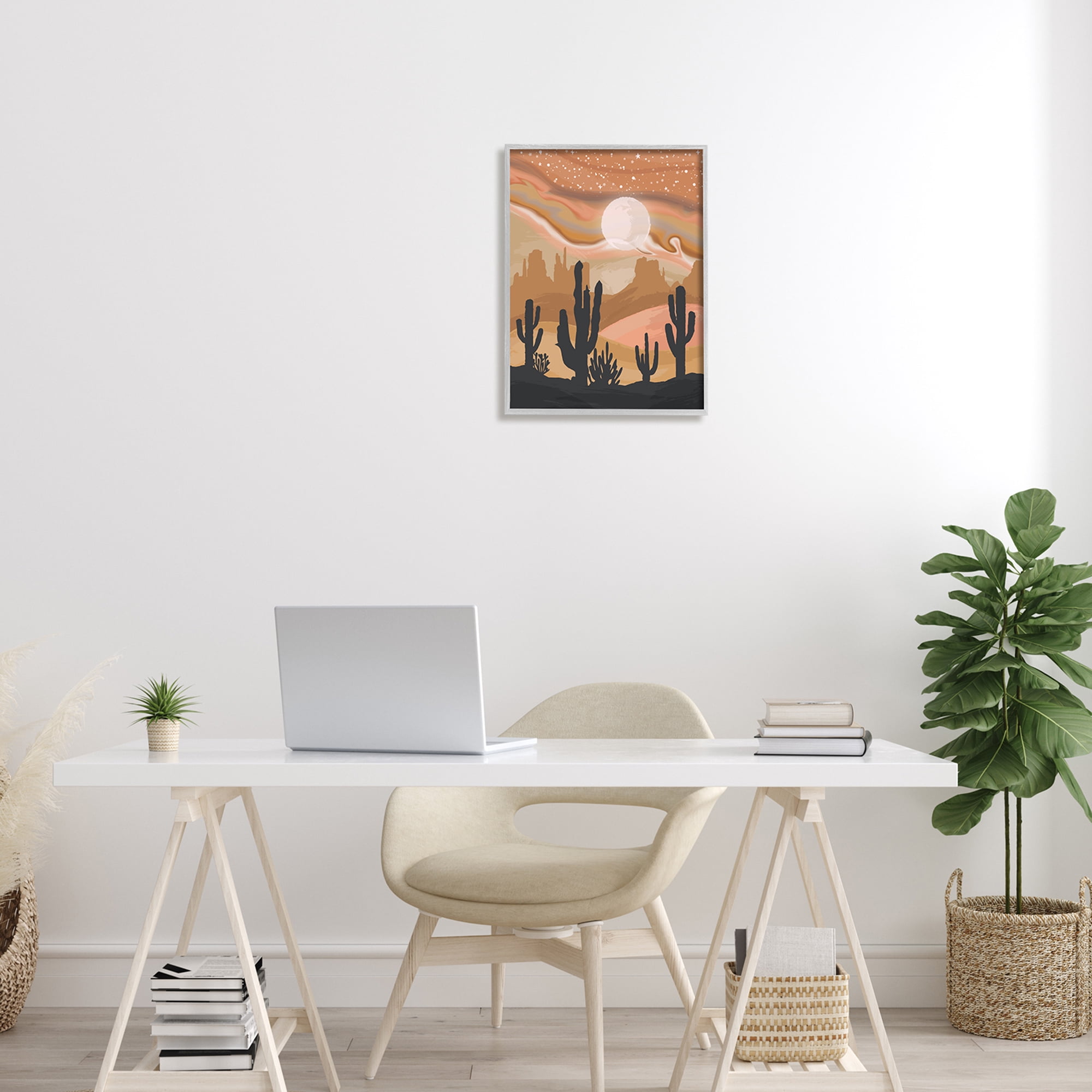 Stupell Industries Cactus Canyon Sandstorm Landscape Lunar Borealis Starry Sky,16 x 20, Design by Lisa Perry Whitebutton