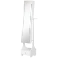 thumbnail image 1 of HomCom Mirrored Jewelry Armoire with LED Lights and Hairdryer Holder, White, 1 of 9