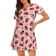 thumbnail image 1 of Fotbe Cute Ladybugs 1 Bata de Dormir para Mujer con Estampado, Camisón de Algodón de Manga Corta, Ropa de Dormir Casual, 1 of 6