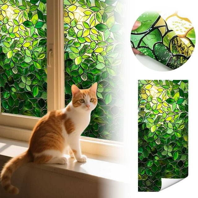 Leaf Pattern Static Cling Window Sticker Decorative Privacy Film Self Removable Art For Home Puffy Stickers Cute Light Photography Beauty Dish Photography 34 Christmas Photo Props Sticker Books for