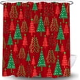 thumbnail image 4 of Christmas Shower Curtain Red Green Xmas Tree Star Polka Dots Cartoon Modern Geometric Pine Fir Simple Winter Holiday Happy New Year Bath Curtain with Hook, 4 of 6