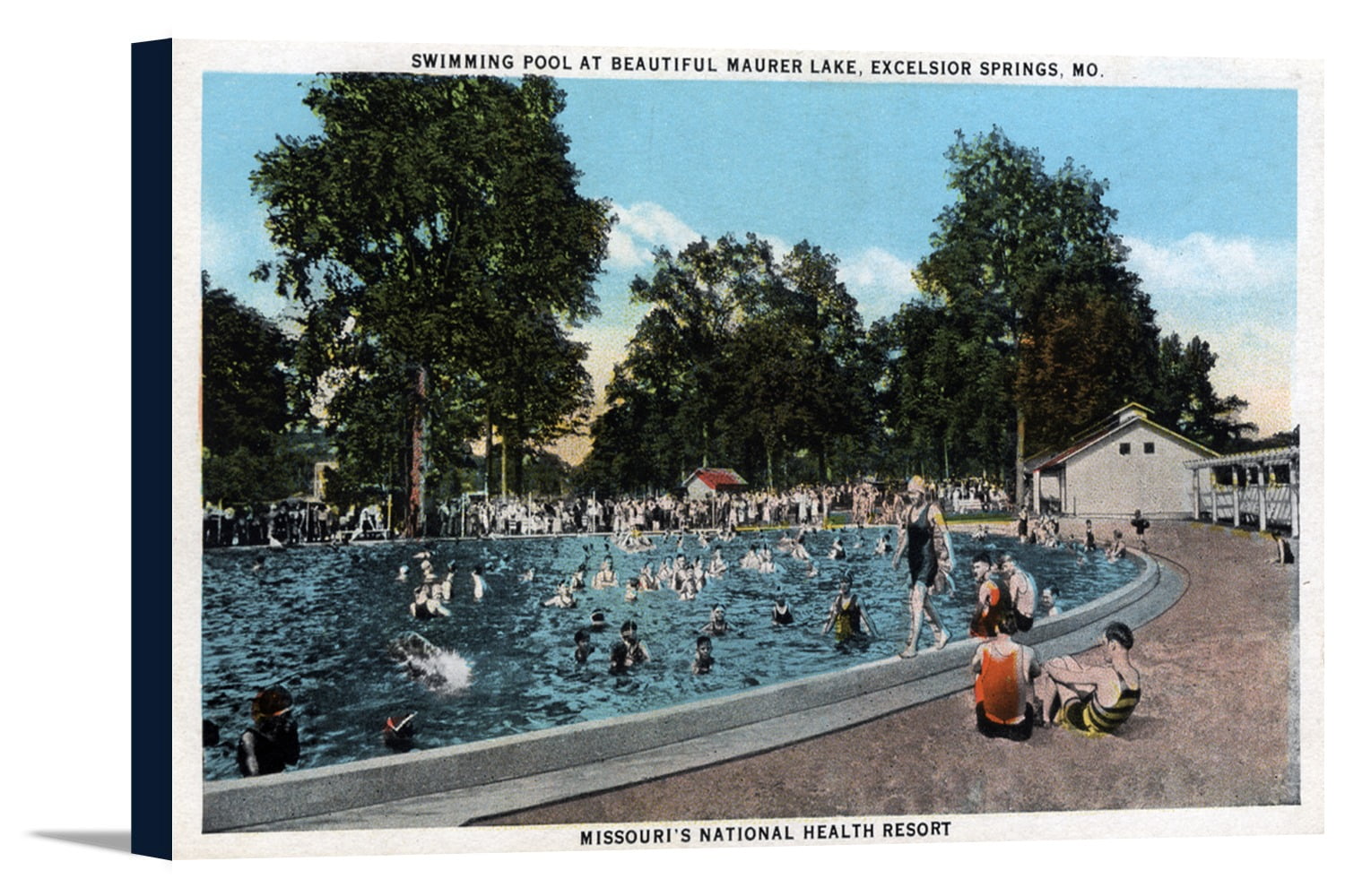 Excelsior Springs, Missouri Swimming Pool Scene at Maurer Lake (18x11