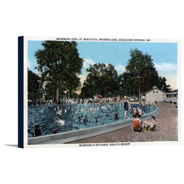 Excelsior Springs Missouri Swimming Pool Scene At Maurer Lake 18x11 25 Gallery Wrapped Stretched Canvas Walmart Com Walmart Com