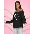 thumbnail image 3 of Heart Shape Off shoulder sweatshirt Heart Black XX-Large, 3 of 6