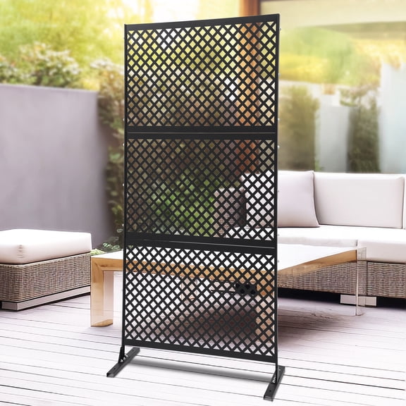 Diamond-shaped Design Privacy Fence Screen Black 3 Panels Privacy Screen, Decorative Privacy Screen