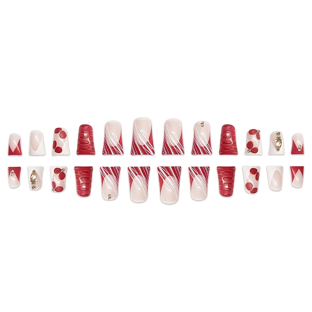Cross-border hot sale, hand and foot set, duck bill model, pure desire flower stripe flash diamond design, wearing nail piece, finished product wholesale