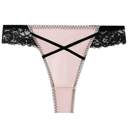 BYHONG Thong Pure Desire Lace Sexy Women s Underwear Color Contrast Fashion Design T Shirt Women s Panties Pink XL