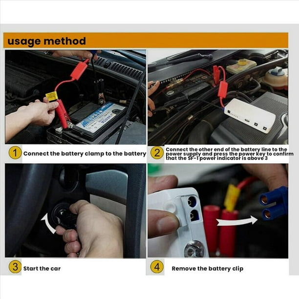 2X con Conector de Clavija EC5, Cable de Salto de BateríA de Emergencia, Pinzas de Cocodrilo, Clip para Arrancador de BateríA de Coche, Puente de Pinza de Cocodrilo