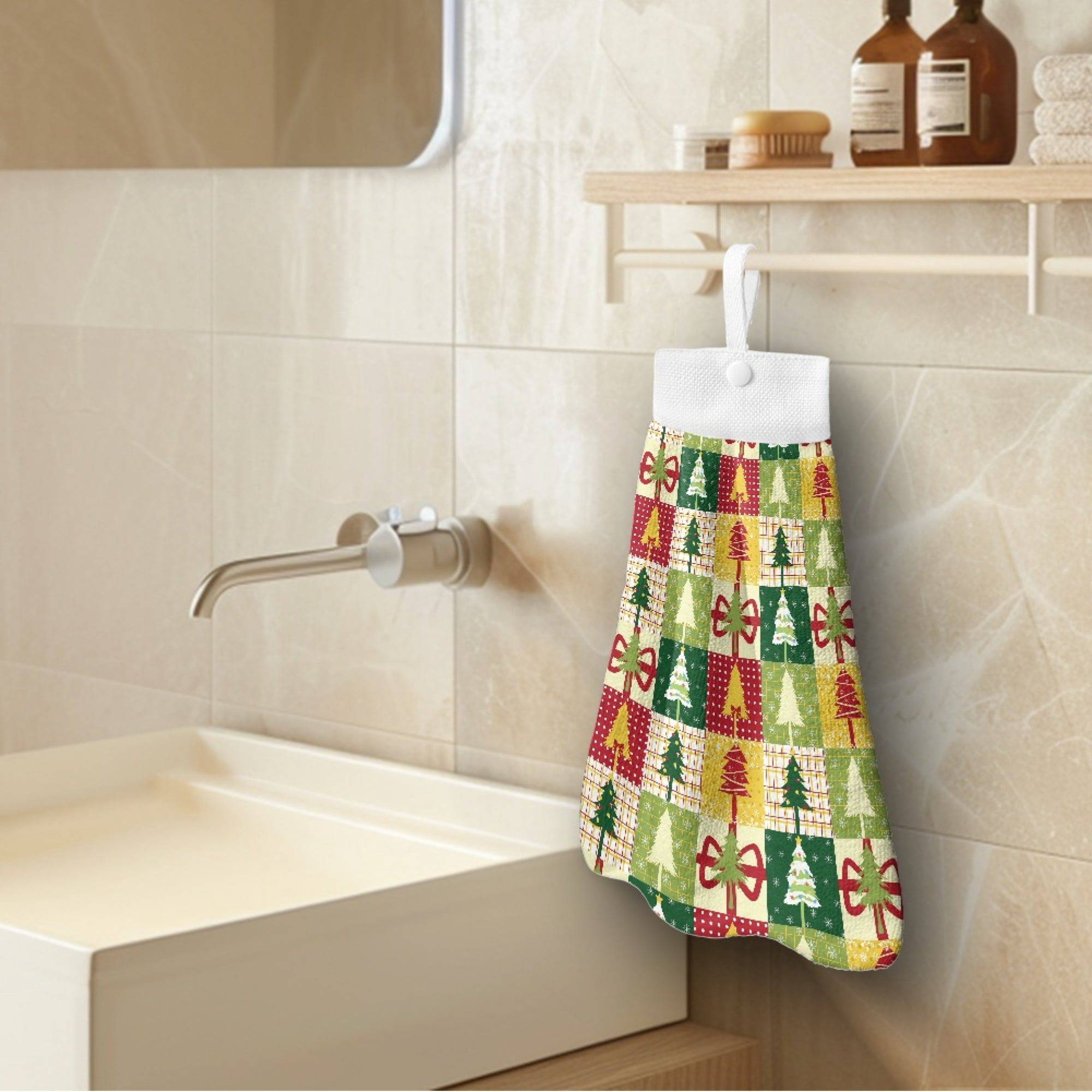 SEANATIVE Christmas Hand Towels for Kitchen Decorative Absorbent Kitchen Towels for Hand Drying Portable Fingertip Towel for Bathroom Washable Dish Towels for Dining Table Coffee Table 2 Pcs