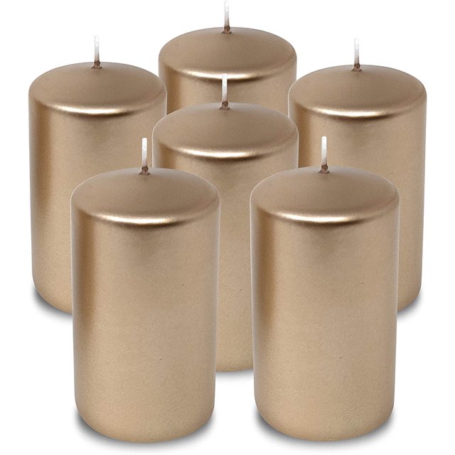 Hyoola Metallic Pillar Candles - 6 Pack - Copper Pillar Candles - European Made Decorative Pillar Candles - 2.75 Inch x 5 Inch