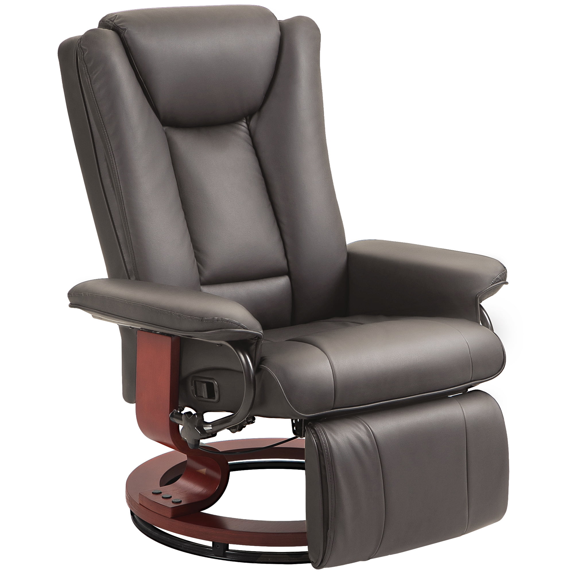 HOMCOM Swivel Recliner Chair w/ Footrest, PU Leather Reclining Chair, Brown