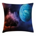 thumbnail image 1 of Space Throw Pillow Cushion Cover, Tree of Life Theme with Moon Spiritual Mystery Futuristic Fantasy Mythical Picture, Decorative Square Accent Pillow Case, 16 X 16 Inches, Pink Blue, by Ambesonne, 1 of 1